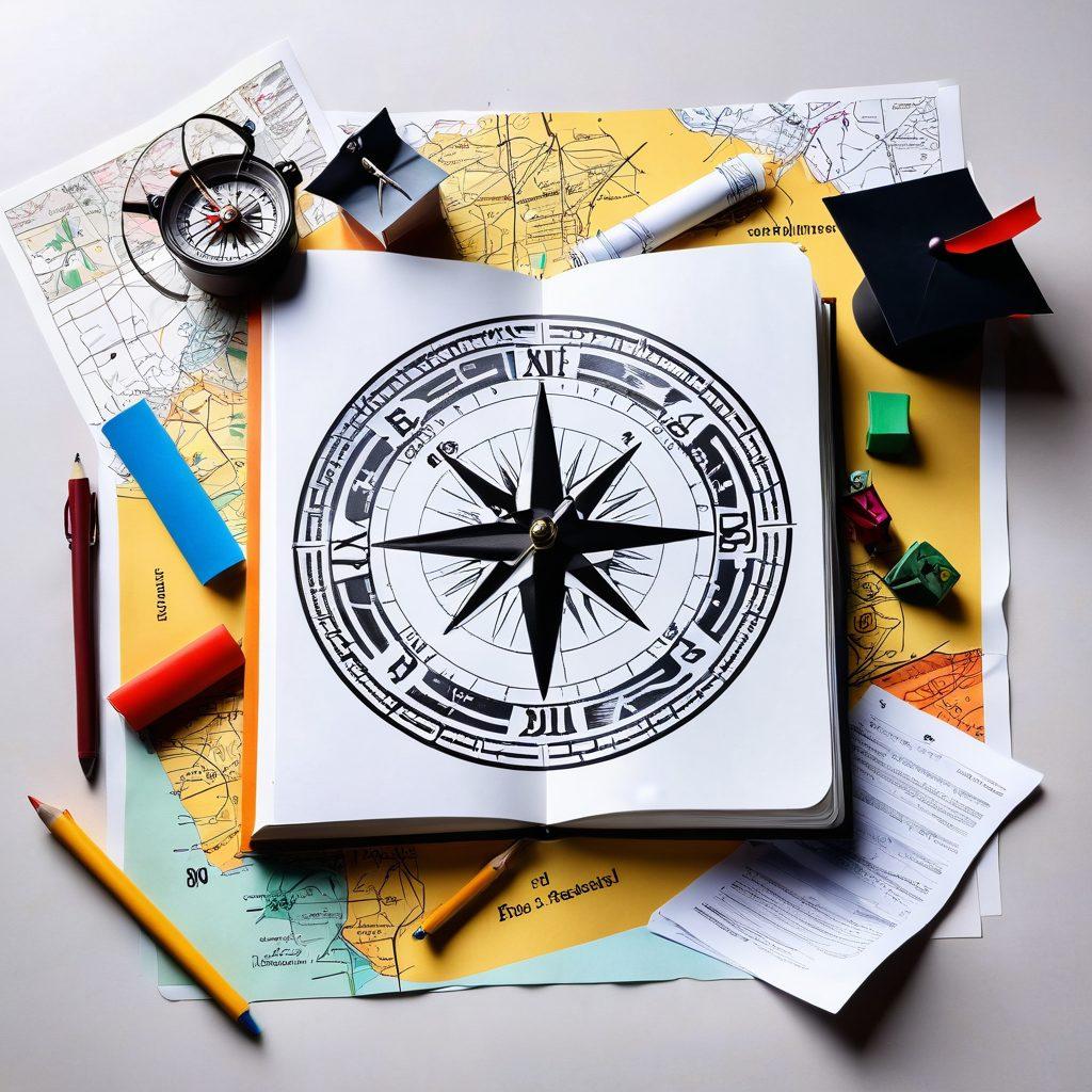 An open book with academic symbols like a graduation cap and a piece of paper displaying exam results, surrounded by a compass and a map symbolizing navigation. In the background, students of diverse backgrounds celebrating their achievements, with a focus on a chalkboard displaying the phrase 'Bihar Board Exam Results'. Bright and inspiring color palette that evokes achievement and optimism. super-realistic. vibrant colors. white background.